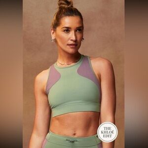 Fabletics green and purple 2024 Khloe edit outfit